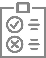 clipboard with tick and cross checkmarks line icon vector