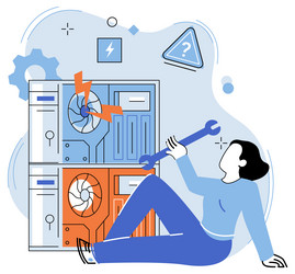 computer troubleshooting working with computers vector image