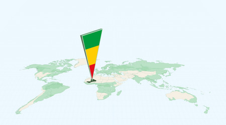highlighted mali on global map with 3d flag vector image