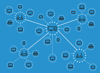 modern web media network scheme lineart design vector