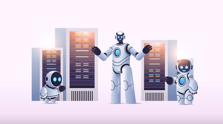 Robots Analyzing Cloud Data vector image