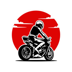 Biker riding motorcycle icon image vector