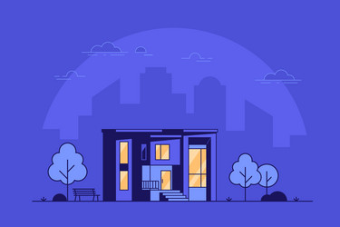 modern house with big city on background vector