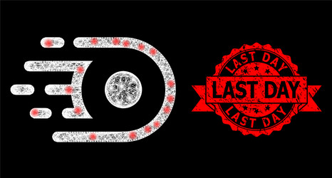 Scratched last day seal and bright web network vector