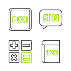 set line book with word mathematics calculator vector image