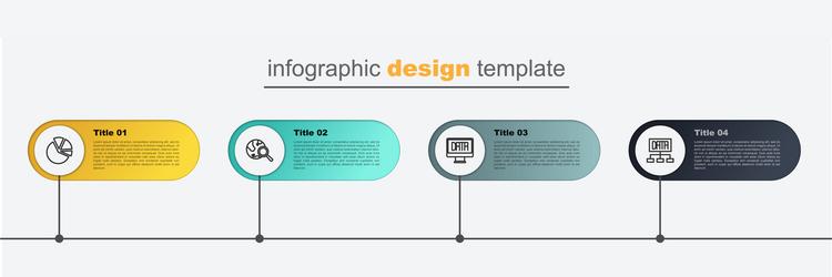 set line data analysis search globe and pie chart vector image