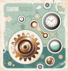 Steampunk gears and machinery engraving Royalty Free Vector