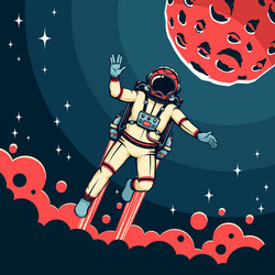 Atronaut flies with jetpack vector