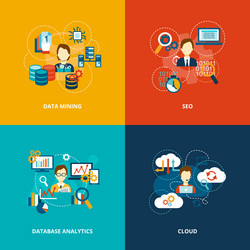 database analytics icons flat vector