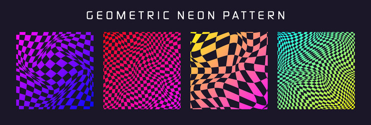 groovy checkered pattern colorful distorted tiled vector image
