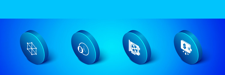 set isometric blockchain technology video graphic vector image