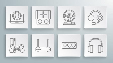 set line game console with joystick portable vector image