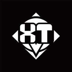 xt logo monogram with circle shape and square vector image