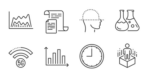 documents time and diagram graph icons set trade vector image