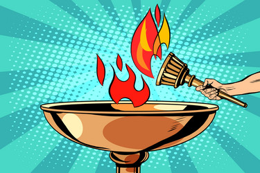 fire torch bowl of vector image