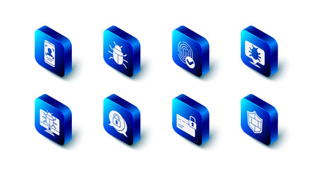 Set system bug fingerprint shield with brick vector