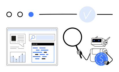 ai-powered search and data analysis with robot vector image