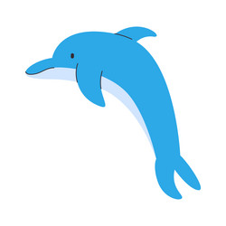 Blue color dolphin cute adorable friendly mammal vector