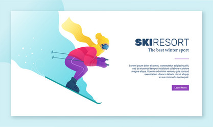 Ski resort web banner in flat style vector