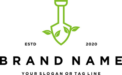 logo design shovel and leaf vector