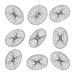 wireframe shapes lined torus perspective mesh vector image