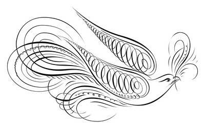 abstract bird with elegant calligraphy strokes vector image