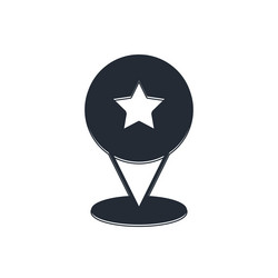 black map pointer with star icon isolated vector image
