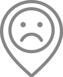 Location mark with sad face line icon customer vector