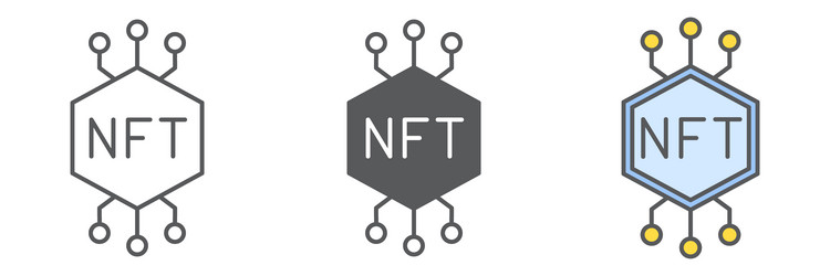 nft icon collection token and blockchain non vector image