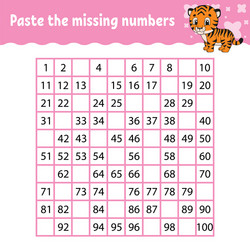 Paste missing numbers handwriting practice vector