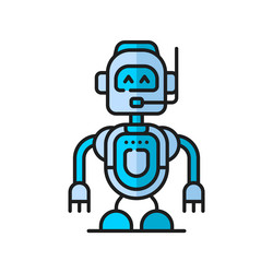 retro droid robot or virtual bot thin line icon vector image