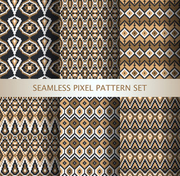 collection of pixel colorful seamless patterns vector