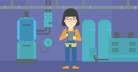confident builder with tablet vector image