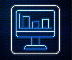 glowing neon line computer monitor with graph vector image