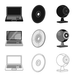 Isolated object of laptop and device symbol set vector