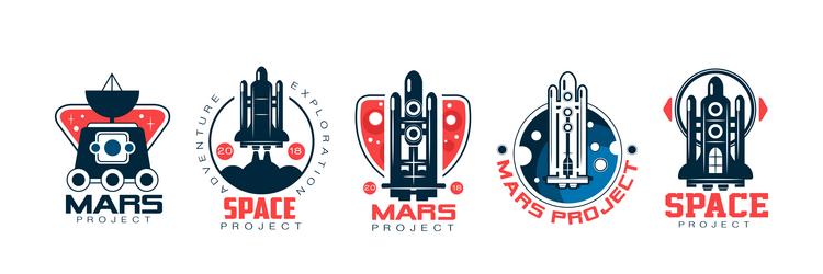 mars and space project label badge design vector image