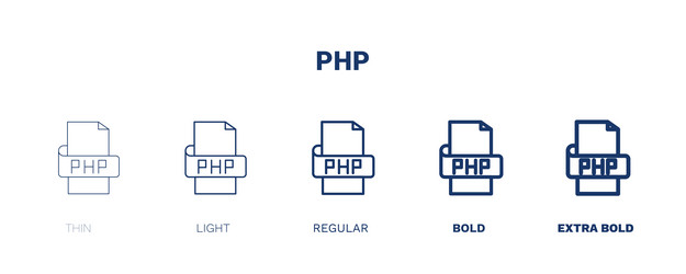 Php icon thin light regular bold black vector
