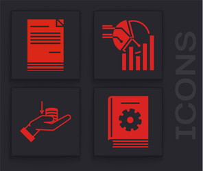 set user manual document pie chart infographic vector image