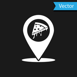 white map pointer with fast food slice pizza icon vector