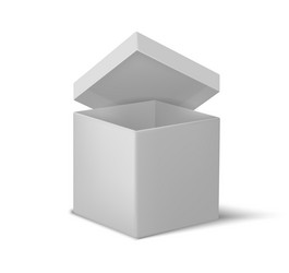 white open box realistic cardboard cube 3d empty vector