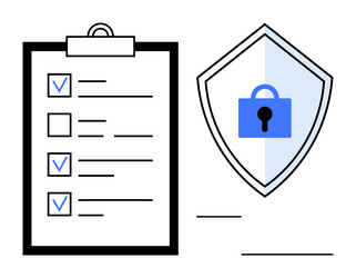data security checklist with shield and lock vector image