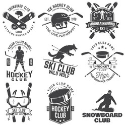 Winter Sports Emblem - Hockey, Ski, Snowboard Vector Image