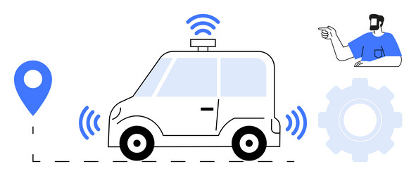 autonomous vehicle navigation and control with gps vector image