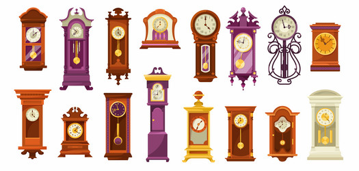 Vintage clocks set antique collection with pocket Vector Image