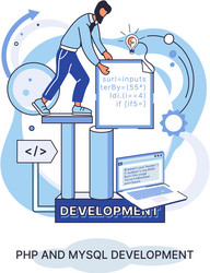php and mysql development software website vector image