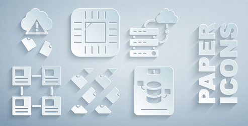 set data stream network cloud connection vector image