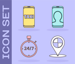 set map pointer with taxi call telephone vector image