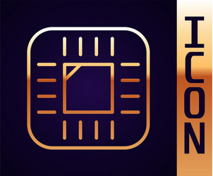 gold line computer processor with microcircuits vector image