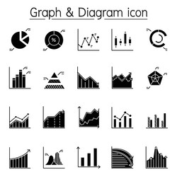 graph diagram and chart icon set in glyph style vector image