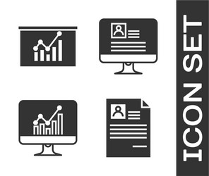 set resume board with graph chart computer vector image